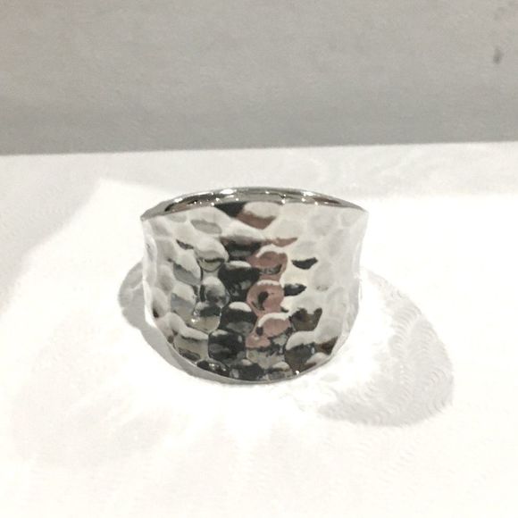 Vintage Sterling Silver Hammered Saddle Ring Size 7 - Picture 1 of 9